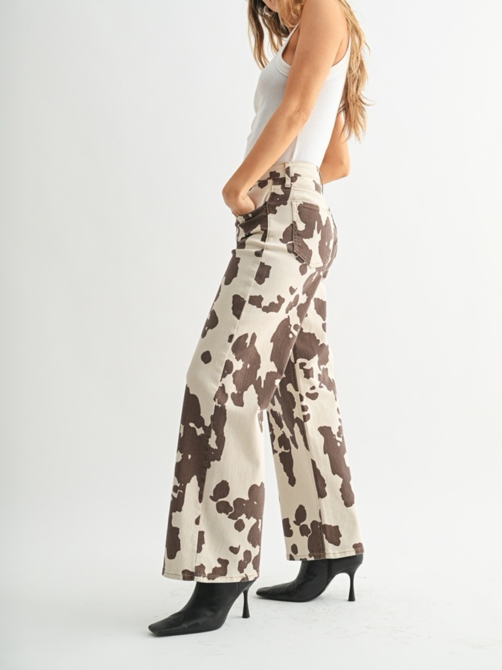 Just USA Cow Print Wide Leg Jeans - Picture 3 of 4